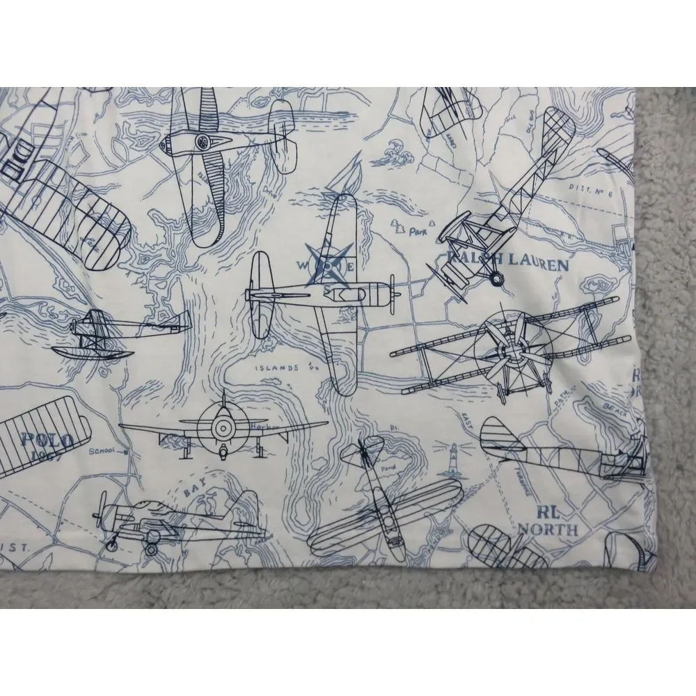 Polo Ralph Lauren Air Plane Shirt Mens XLT Flight Club Map White Blue Cotton New